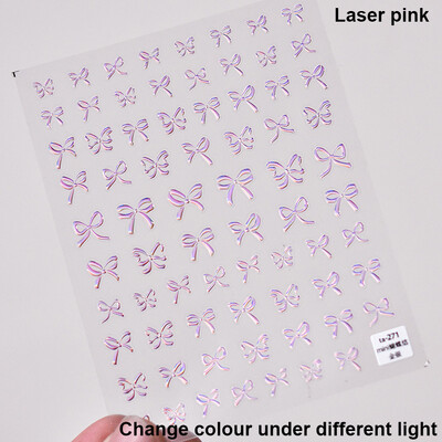 Crvena Crna Bijela Bowknot Line Rhinestones Zlato Srebrna Laser leptir mašna 3D samoljepljive naljepnice za ukrašavanje noktiju Naljepnice za manikuru