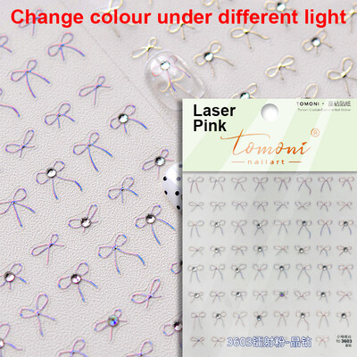 Crvena Crna Bijela Bowknot Line Rhinestones Zlato Srebrna Laser leptir mašna 3D samoljepljive naljepnice za ukrašavanje noktiju Naljepnice za manikuru