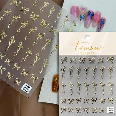 Crvena Crna Bijela Bowknot Line Rhinestones Zlato Srebrna Laser leptir mašna 3D samoljepljive naljepnice za ukrašavanje noktiju Naljepnice za manikuru
