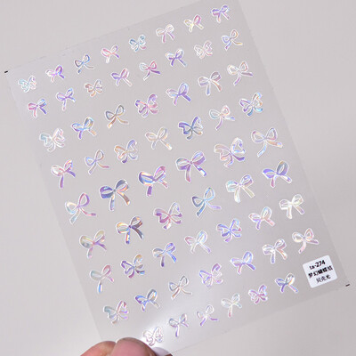 Crvena Crna Bijela Bowknot Line Rhinestones Zlato Srebrna Laser leptir mašna 3D samoljepljive naljepnice za ukrašavanje noktiju Naljepnice za manikuru