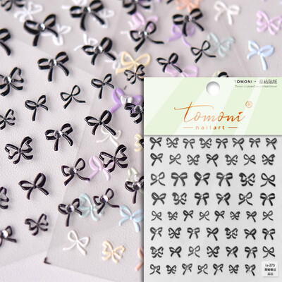 Crvena Crna Bijela Bowknot Line Rhinestones Zlato Srebrna Laser leptir mašna 3D samoljepljive naljepnice za ukrašavanje noktiju Naljepnice za manikuru