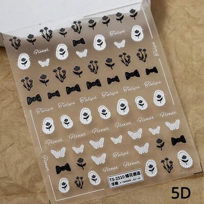 Crvena Crna Bijela Bowknot Line Rhinestones Zlato Srebrna Laser leptir mašna 3D samoljepljive naljepnice za ukrašavanje noktiju Naljepnice za manikuru