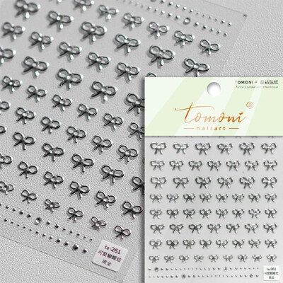 Crvena Crna Bijela Bowknot Line Rhinestones Zlato Srebrna Laser leptir mašna 3D samoljepljive naljepnice za ukrašavanje noktiju Naljepnice za manikuru