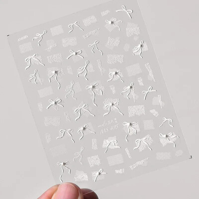 Crvena Crna Bijela Bowknot Line Rhinestones Zlato Srebrna Laser leptir mašna 3D samoljepljive naljepnice za ukrašavanje noktiju Naljepnice za manikuru