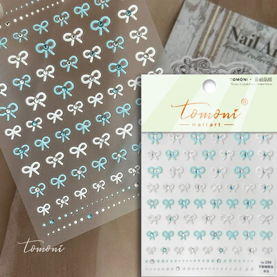 Crvena Crna Bijela Bowknot Line Rhinestones Zlato Srebrna Laser leptir mašna 3D samoljepljive naljepnice za ukrašavanje noktiju Naljepnice za manikuru