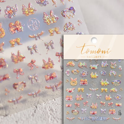 Crvena Crna Bijela Bowknot Line Rhinestones Zlato Srebrna Laser leptir mašna 3D samoljepljive naljepnice za ukrašavanje noktiju Naljepnice za manikuru