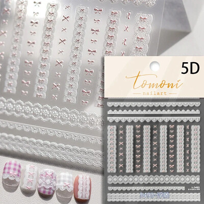 Crvena Crna Bijela Bowknot Line Rhinestones Zlato Srebrna Laser leptir mašna 3D samoljepljive naljepnice za ukrašavanje noktiju Naljepnice za manikuru