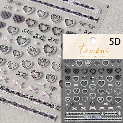 Crvena Crna Bijela Bowknot Line Rhinestones Zlato Srebrna Laser leptir mašna 3D samoljepljive naljepnice za ukrašavanje noktiju Naljepnice za manikuru