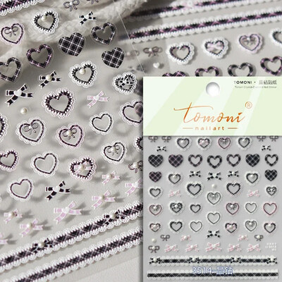 Crvena Crna Bijela Bowknot Line Rhinestones Zlato Srebrna Laser leptir mašna 3D samoljepljive naljepnice za ukrašavanje noktiju Naljepnice za manikuru