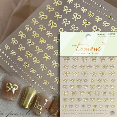 Crvena Crna Bijela Bowknot Line Rhinestones Zlato Srebrna Laser leptir mašna 3D samoljepljive naljepnice za ukrašavanje noktiju Naljepnice za manikuru
