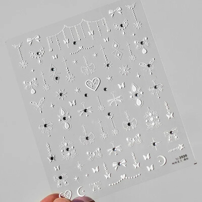 Crvena Crna Bijela Bowknot Line Rhinestones Zlato Srebrna Laser leptir mašna 3D samoljepljive naljepnice za ukrašavanje noktiju Naljepnice za manikuru