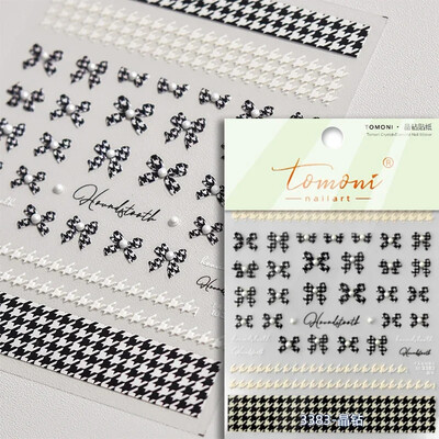 Crvena Crna Bijela Bowknot Line Rhinestones Zlato Srebrna Laser leptir mašna 3D samoljepljive naljepnice za ukrašavanje noktiju Naljepnice za manikuru