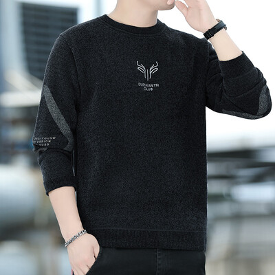 Ανδρικά πουλόβερ σενίλ Πλεκτό πουλόβερ μόδας Ριγέ Ανδρικά φθινοπωρινά τοπ ρούχα Πλεκτά πουλόβερ με στρογγυλή λαιμόκοψη