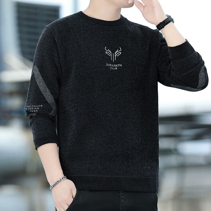 Ανδρικά πουλόβερ σενίλ Πλεκτό πουλόβερ μόδας Ριγέ Ανδρικά φθινοπωρινά τοπ ρούχα Πλεκτά πουλόβερ με στρογγυλή λαιμόκοψη