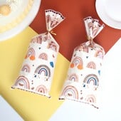Saci de celofan curcubeu boho Saci de bomboane Saci de cadou Bohemia transparente Saci de tratare cu cravate pentru fete, nunta, favoruri pentru petrecerea de aniversare
