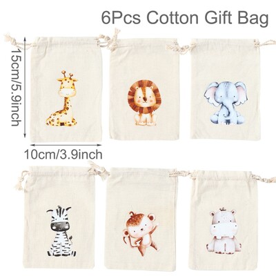 6 τμχ Τσάντες δώρου από λινό βαμβακερό βαμβακερό τσάντες δεινόσαυρος Ζώο Διακόσμηση πάρτι γενεθλίων Παιδική τσάντα μπομπονιέρα γάμου Τσάντα δώρου για ντους