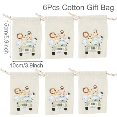 6 τμχ Τσάντες δώρου από λινό βαμβακερό βαμβακερό τσάντες δεινόσαυρος Ζώο Διακόσμηση πάρτι γενεθλίων Παιδική τσάντα μπομπονιέρα γάμου Τσάντα δώρου για ντους