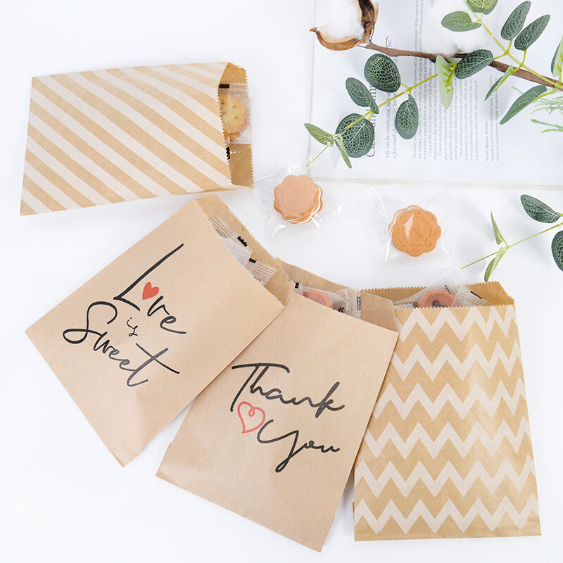 25/50 buc 13x18cm Mulțumesc, pungi de bomboane din hârtie kraft, pungă de ambalare pentru biscuiți, pentru oaspeți, pungă de cadou pentru decorarea unei petreceri de naștere