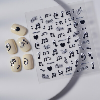Αυτοκόλλητο 5D μουσικής Προσωποποιημένα Αυτοκόλλητα Νυχιών Καλλιτεχνικά Αυτοκόλλητα Αυτοκόλλητα Σχεδίαση DIY Διακοσμητικά για τα νύχια FEB-691