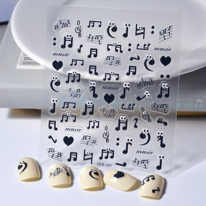 Αυτοκόλλητο 5D μουσικής Προσωποποιημένα Αυτοκόλλητα Νυχιών Καλλιτεχνικά Αυτοκόλλητα Αυτοκόλλητα Σχεδίαση DIY Διακοσμητικά για τα νύχια FEB-691