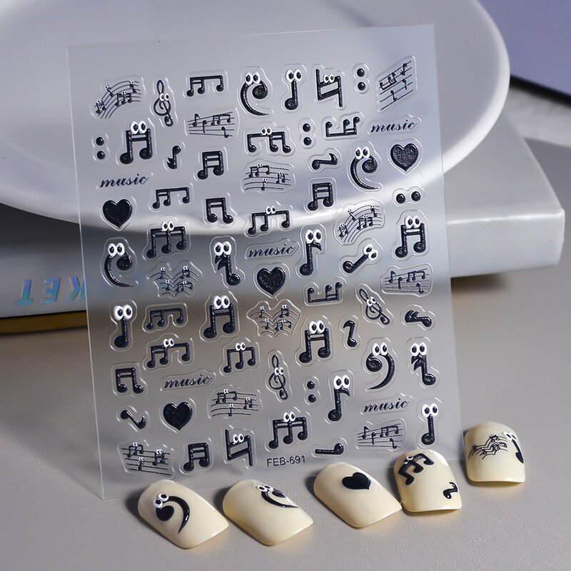 Αυτοκόλλητο 5D μουσικής Προσωποποιημένα Αυτοκόλλητα Νυχιών Καλλιτεχνικά Αυτοκόλλητα Αυτοκόλλητα Σχεδίαση DIY Διακοσμητικά για τα νύχια FEB-691