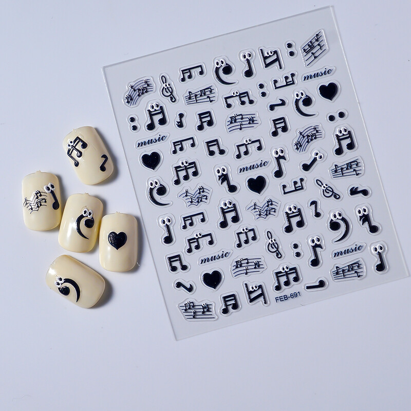 Αυτοκόλλητο 5D μουσικής Προσωποποιημένα Αυτοκόλλητα Νυχιών Καλλιτεχνικά Αυτοκόλλητα Αυτοκόλλητα Σχεδίαση DIY Διακοσμητικά για τα νύχια FEB-691
