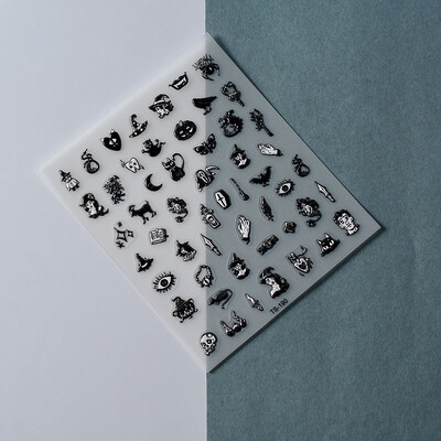 Punk Dark αυτοκόλλητο νυχιών Witch Wizzard Devil Sliders On Nail Charms Διακοσμητικός στολισμός νυχιών Slider FEB-190