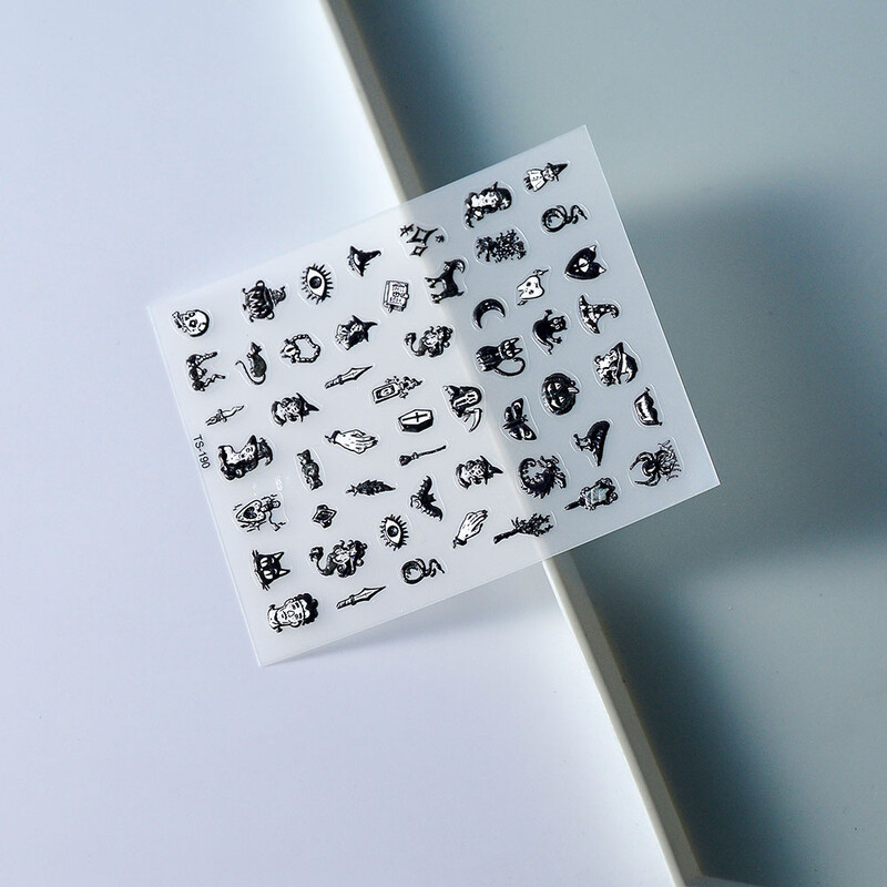 Punk Dark αυτοκόλλητο νυχιών Witch Wizzard Devil Sliders On Nail Charms Διακοσμητικός στολισμός νυχιών Slider FEB-190