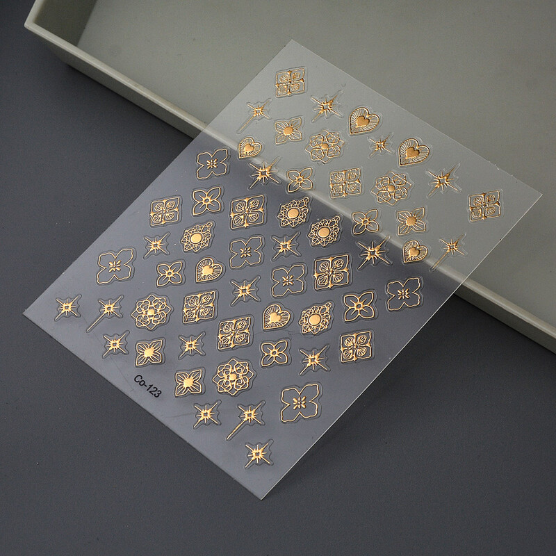 Υψηλής ποιότητας Luxury Nail Art Decoration Slider Nail Slider 5d Gold Laser DIY Nail Ornament CO-123