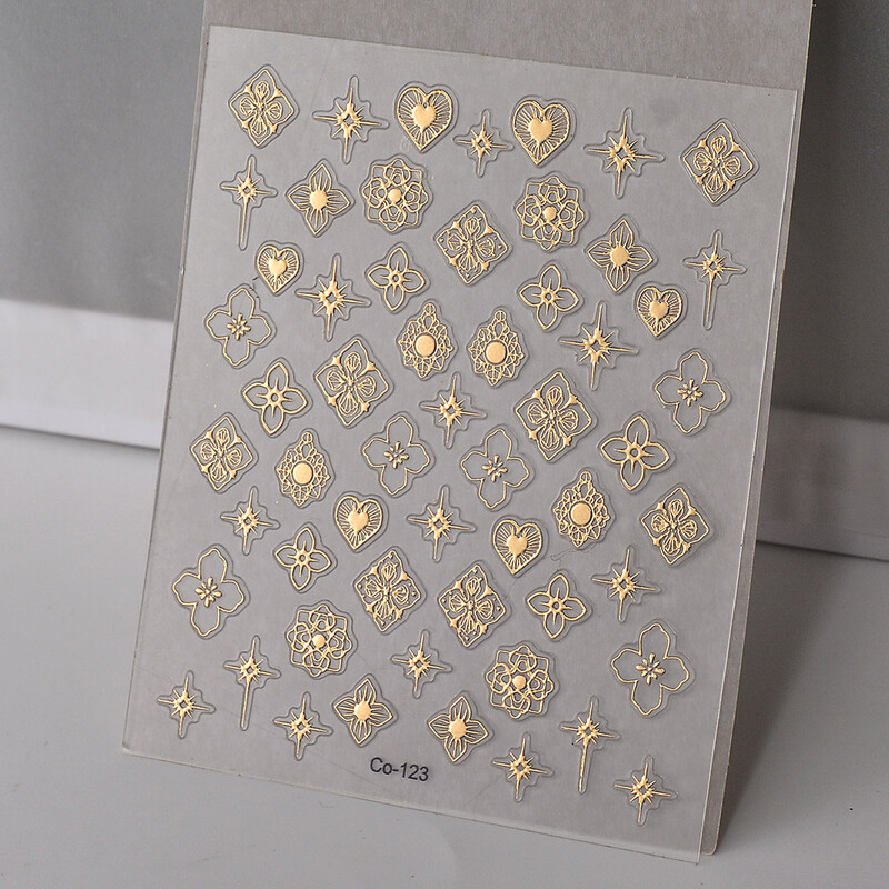 Υψηλής ποιότητας Luxury Nail Art Decoration Slider Nail Slider 5d Gold Laser DIY Nail Ornament CO-123