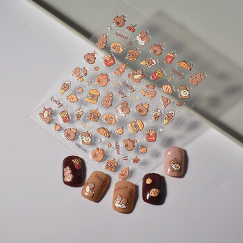 Capybara αυτοκόλλητο νυχιών 5D Cute Animal Decal Nail Art Sliders Foil Tattoo FEB-776