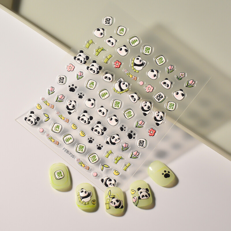 3D 5D slatka životinja panda dizajn Naljepnice za nokte Naljepnice Dekori za manikuru FEB-736