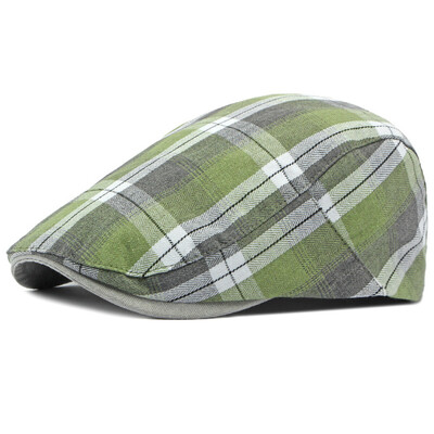 HT4182 Μπερέ Καπέλο Ανδρικά Γυναικεία Καρό Επίπεδο Καπέλο Αρσενικό Γυναίκα Ρετρό Καλλιτέχνης Ζωγράφος Μπερέ Καπέλο Άνοιξη Καλοκαίρι Ρυθμιζόμενο Μπερέ