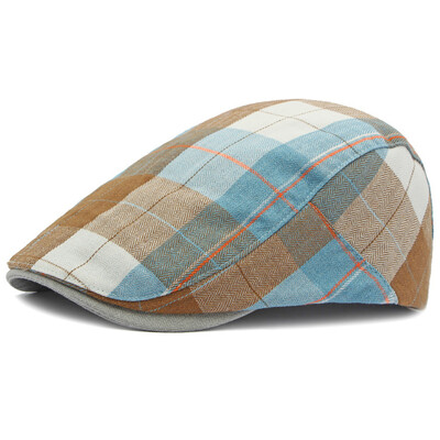 HT4182 Μπερέ Καπέλο Ανδρικά Γυναικεία Καρό Επίπεδο Καπέλο Αρσενικό Γυναίκα Ρετρό Καλλιτέχνης Ζωγράφος Μπερέ Καπέλο Άνοιξη Καλοκαίρι Ρυθμιζόμενο Μπερέ