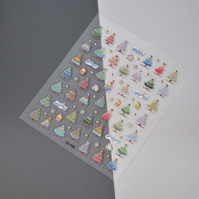 Diverse autocolante pentru unghii pentru brad de Crăciun 8*9,5 cm 1 foaie Autocolante autoadezive pentru unghii Transfer manichiură Slider CO-120