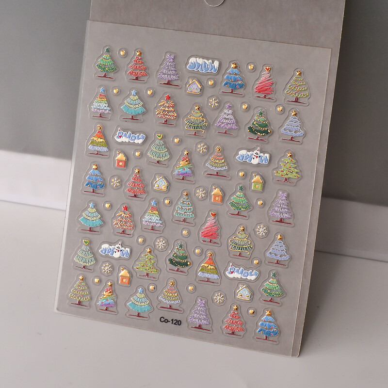Diverse autocolante pentru unghii pentru brad de Crăciun 8*9,5 cm 1 foaie Autocolante autoadezive pentru unghii Transfer manichiură Slider CO-120