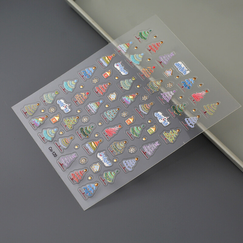 Diverse autocolante pentru unghii pentru brad de Crăciun 8*9,5 cm 1 foaie Autocolante autoadezive pentru unghii Transfer manichiură Slider CO-120