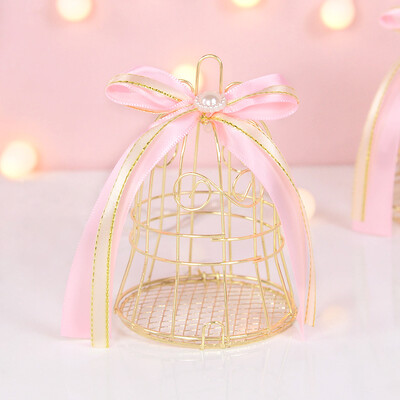 1/5 vnt Vestuvių mini metalinis auksinis paukščių narvelis saldainių dėžutės Kūdikių dušo dovanų dėžutė svečiams Gimtadienio dekoravimo reikmenys