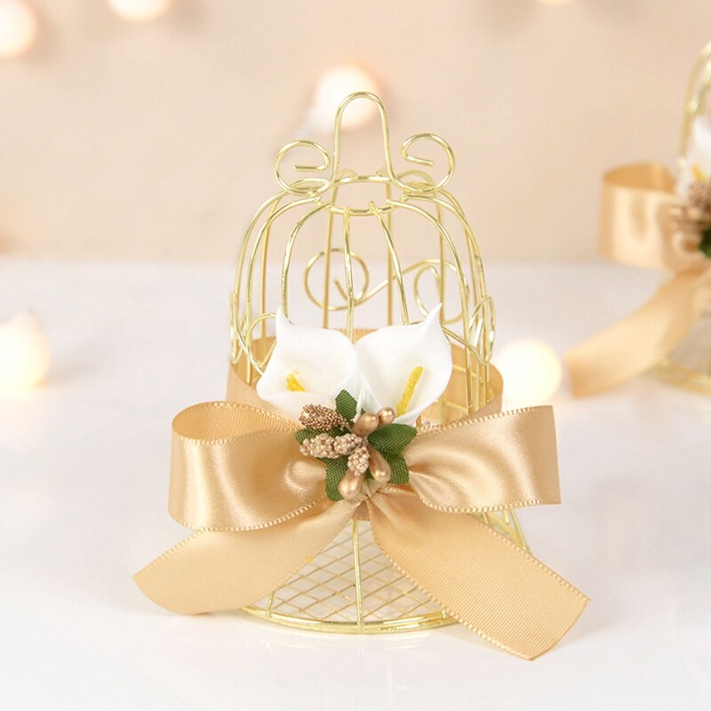 1/5 vnt Vestuvių mini metalinis auksinis paukščių narvelis saldainių dėžutės Kūdikių dušo dovanų dėžutė svečiams Gimtadienio dekoravimo reikmenys