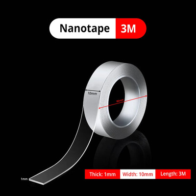 1M/3M/5M nanojuosta be trasų dvipusė permatoma daugkartinio naudojimo vandeniui atspari karščiui klijai, valomi 10 mm pločio automobilio įrankiai