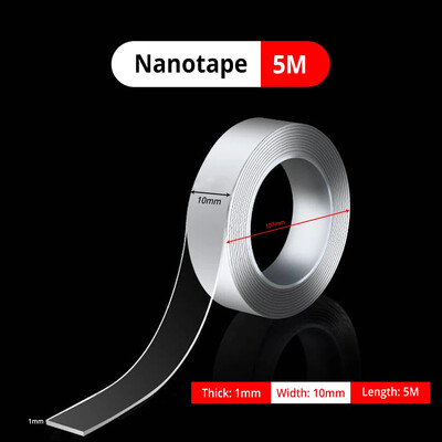 1M/3M/5M nanojuosta be trasų dvipusė permatoma daugkartinio naudojimo vandeniui atspari karščiui klijai, valomi 10 mm pločio automobilio įrankiai