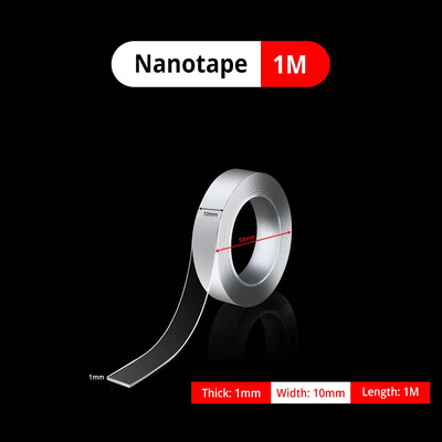 1M/3M/5M nanojuosta be trasų dvipusė permatoma daugkartinio naudojimo vandeniui atspari karščiui klijai, valomi 10 mm pločio automobilio įrankiai