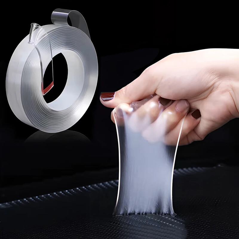 1M/3M/5M nanojuosta be trasų dvipusė permatoma daugkartinio naudojimo vandeniui atspari karščiui klijai, valomi 10 mm pločio automobilio įrankiai