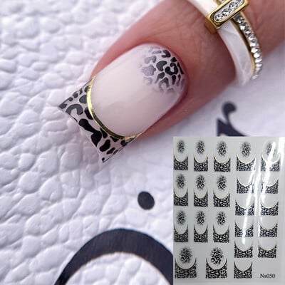 1db Szexi Leopard Nail Art öntapadós matricák matricák Állati divat Köröm Kiegészítők Gradiens vonalú körömmatricák matrica