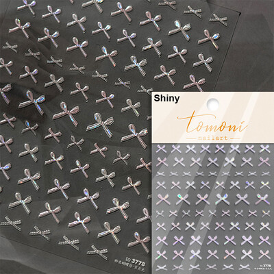 1 κομμάτι αυτοκόλλητα νυχιών με φιόγκο 5D ημιδιαφανές νήμα ελαφριά κορδέλα πολυτελείας ασπρόμαυρο αυτοκόλλητα διακόσμησης νυχιών με πέρλες