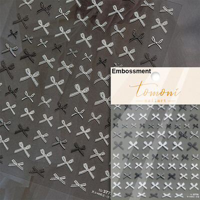 1 κομμάτι αυτοκόλλητα νυχιών με φιόγκο 5D ημιδιαφανές νήμα ελαφριά κορδέλα πολυτελείας ασπρόμαυρο αυτοκόλλητα διακόσμησης νυχιών με πέρλες