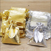 50 vienetų didelio aukso ir sidabro specialaus dizaino kaklo maišelis vestuvių dovanoms, saldainių papuošalams ir papuošalų krepšiams