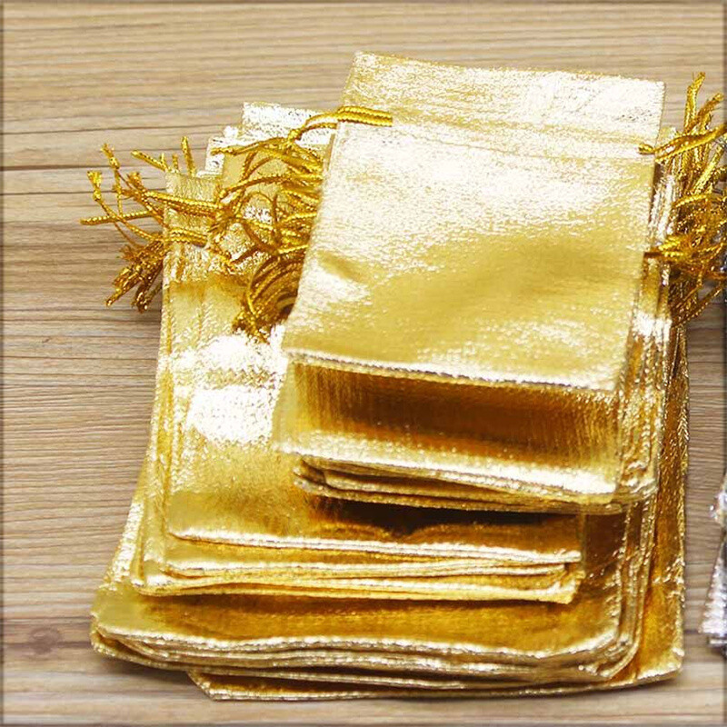 50 vienetų didelio aukso ir sidabro specialaus dizaino kaklo maišelis vestuvių dovanoms, saldainių papuošalams ir papuošalų krepšiams