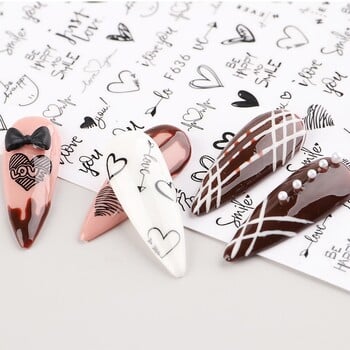 2 бр. Heart Love Design 3D стикери за ноктопластика Английска буква Cool Girl Face Sliders Маникюр за Свети Валентин