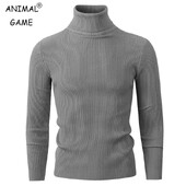 Νέο ανδρικό πουλόβερ με ζιβάγκο Πλεκτό πουλόβερ με μακρυμάνικο φθινόπωρο Πλεκτό πουλόβερ με ρίγες μόδας για άνδρες Χειμερινά ζεστά ρούχα στο δρόμο